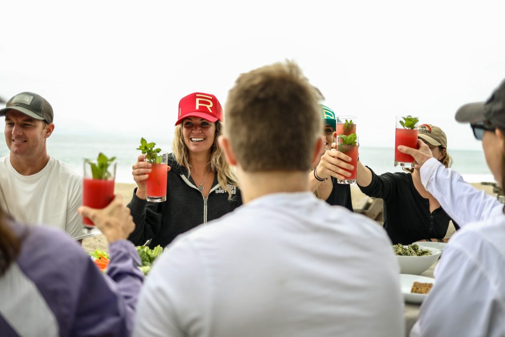 A convivial meal by the sea